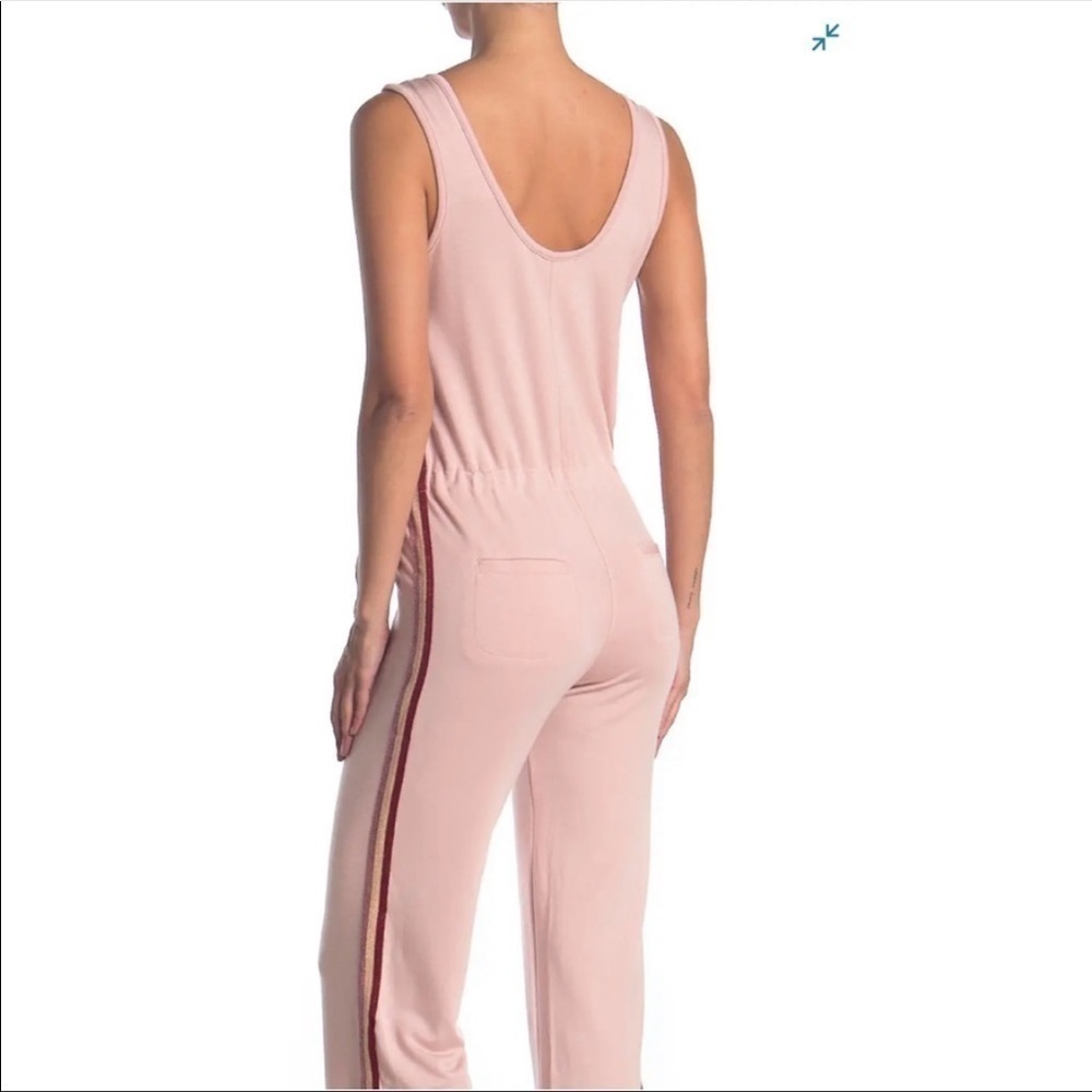David Lerner x Revolve Pink Tie Waist Metallic Stripe Jumpsuit Size S - Picture 4 of 13